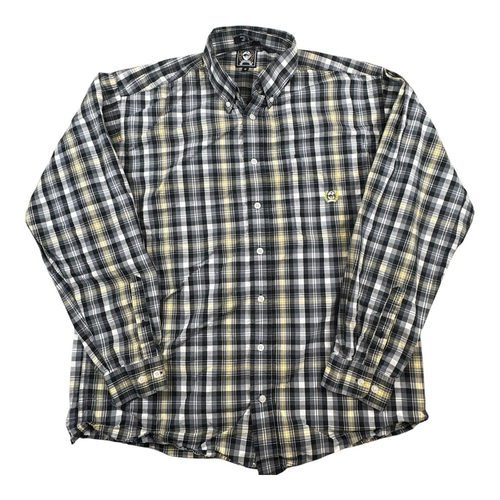Cinch Men's M Yellow Plaid Long Sleeve Button Front‎ Shirt